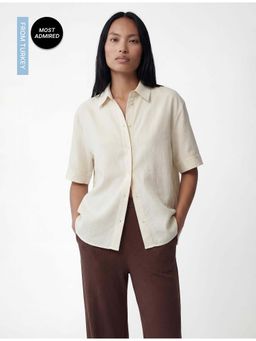 Koton - Womens Off White Linen Blend Shirt