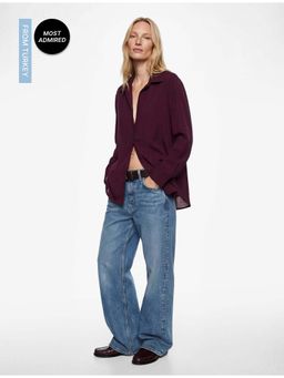 Koton - Womens Burgundy Long Sleeve Shirt