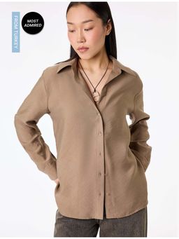 Koton - Womens Brown Oversized Shirt