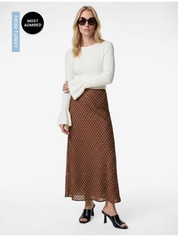 Koton - Womens Brown Satin Maxi Skirt