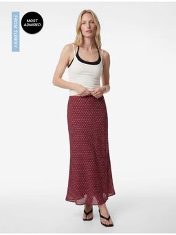 Koton - Womens Burgundy Satin Maxi Skirt