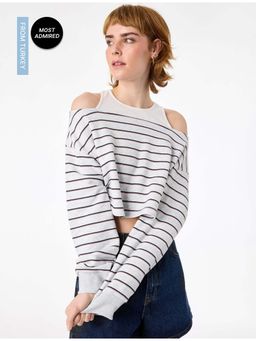 Koton - Womens Grey Crop Sweatshirt