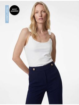 Koton - Womens White Accessory Detail Top