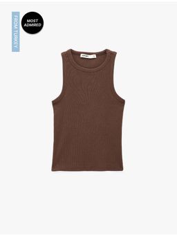Koton - Womens Brown Cotton Ribbed Tank Top