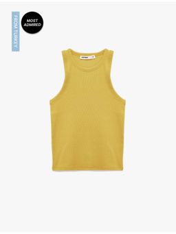 Koton - Womens Khaki Cotton Ribbed Tank Top