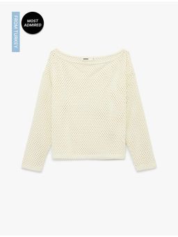 Koton - Womens Beige Mesh Top