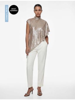 Koton - Womens Brown Sequined Cape Top