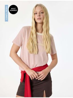 Koton - Womens Pink Stripes T-Shirt