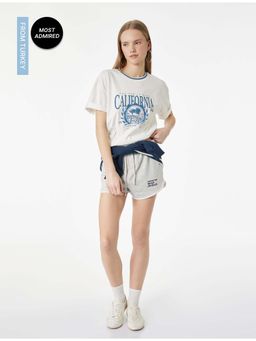 Koton - Womens White Printed T-Shirt
