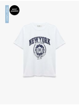 Koton - Womens White Printed T-Shirt