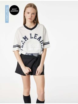Koton - Womens White V Neck T-Shirt
