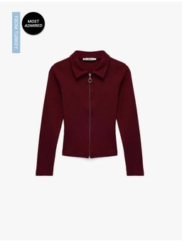 Koton - Womens Burgundy Long Sleeve Shrugs