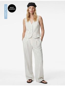 Koton - White Stripes Vest Waist Coat