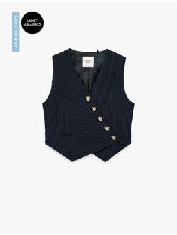 Koton - Navy Blue Double Breasted Vest Waist Coat