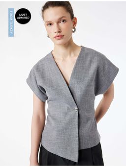 Koton - Grey Double Breasted Vest Waist Coat