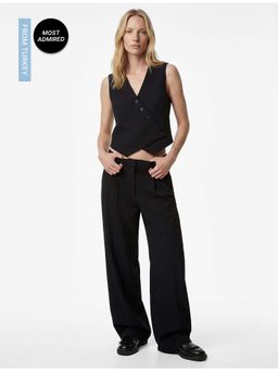Koton - Black Double Breasted Vest Waist Coat