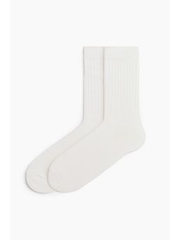H&M - Men White 2-Pack Bamboo Viscose-Blend Socks