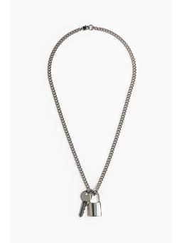 H&M - Men Silver Padlock-Pendant Necklace