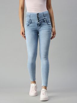 SHOWOFFFF - Women Clean Look Blue Slim Fit Denim Jeans