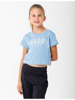 Kate & Oscar - Girls Printed Crop T-shirt - Blue