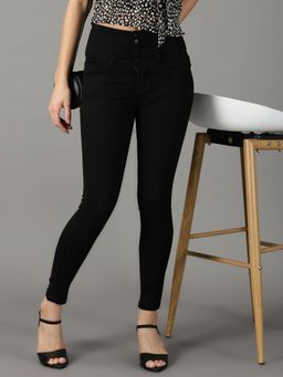 SHOWOFFFF - Women's Stretchable Clean Look Black Slim Fit Jeans