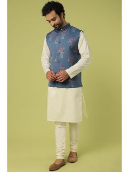 Abees - White Embroidered Kurta with Bandi and Churidaar