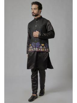 Abees - Black Embroidered Kurta with Bandi and Trouser