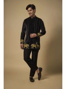 Abees - Black Embroidered Kurta with Pyjama