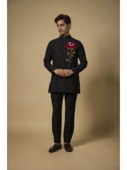 Abees - Black Embroidered Kurta with Pyjama