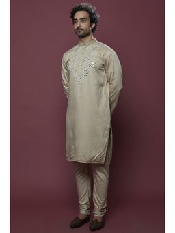 Abees - Beige Embroidered Kurta with Churidaar