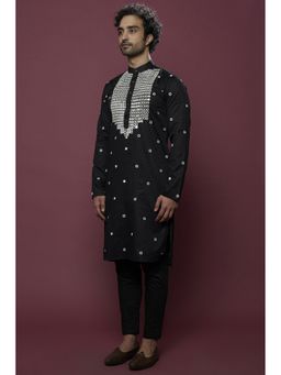 Abees - Black Embroidered Kurta with Poona Pant
