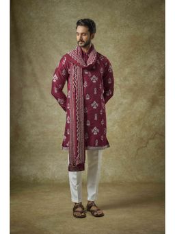 Abees - Red Embroidered Kurta with Dupatta and Pant