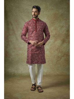 Abees - Red Embroidered Kurta with Pant