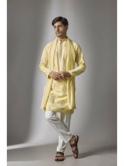 Abees - Yellow Embroidered Kurta with Dupatta and Pant