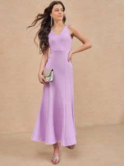 COLOR CAPITAL - Lavender Solid Maxi Dress