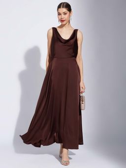 Latin Quarters - Brown Solid Maxi Dress