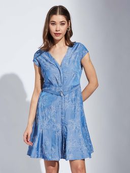 Latin Quarters - Blue Embroidered Mini Dress