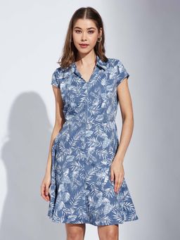 Latin Quarters - Blue Printed Mini Dress