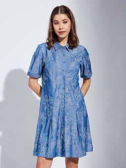 Latin Quarters - Blue Embroidered Mini Dress