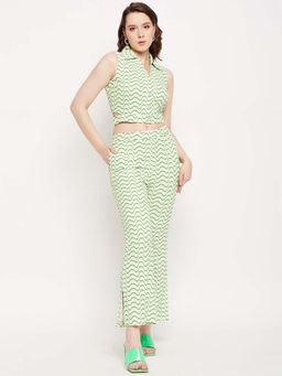 Madame - Green Printed Top and Pant (Set of 2)