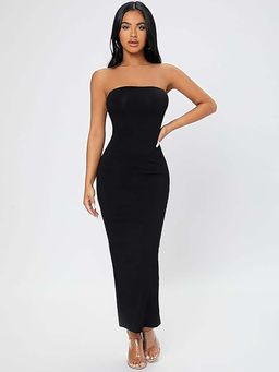 COLOR CAPITAL - Black Solid Maxi Dress