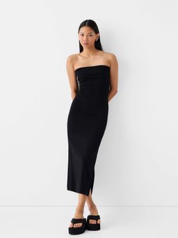 COLOR CAPITAL - Black Solid Midi Dress
