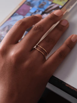 ANUSHKA JAIN JEWELLERY - 925 Dual Curve Ring Gold