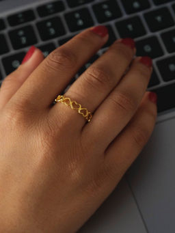 ANUSHKA JAIN JEWELLERY - 925 Heart Infinity Band Ring Gold