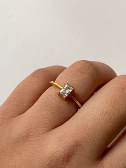 ANUSHKA JAIN JEWELLERY - 925 Emerald Cut Diamond Ring White