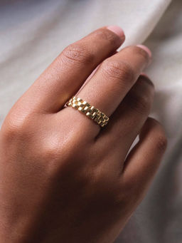 ANUSHKA JAIN JEWELLERY - 925 Flat Belt Ring Gold