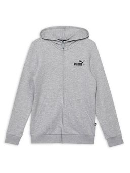 Puma - Essentials Small Logo Girls Grey Hooded Jacket