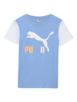 Puma - Classics Multicolour Logo Girls Blue Tee