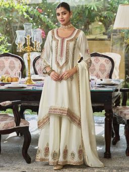 Autumnlane - Ankisha Pearl Embroidered Kurta with Sharara and Dupatta
