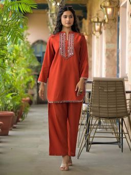 Autumnlane - Rust Bali Apricot Beads Work Co-Ord Set